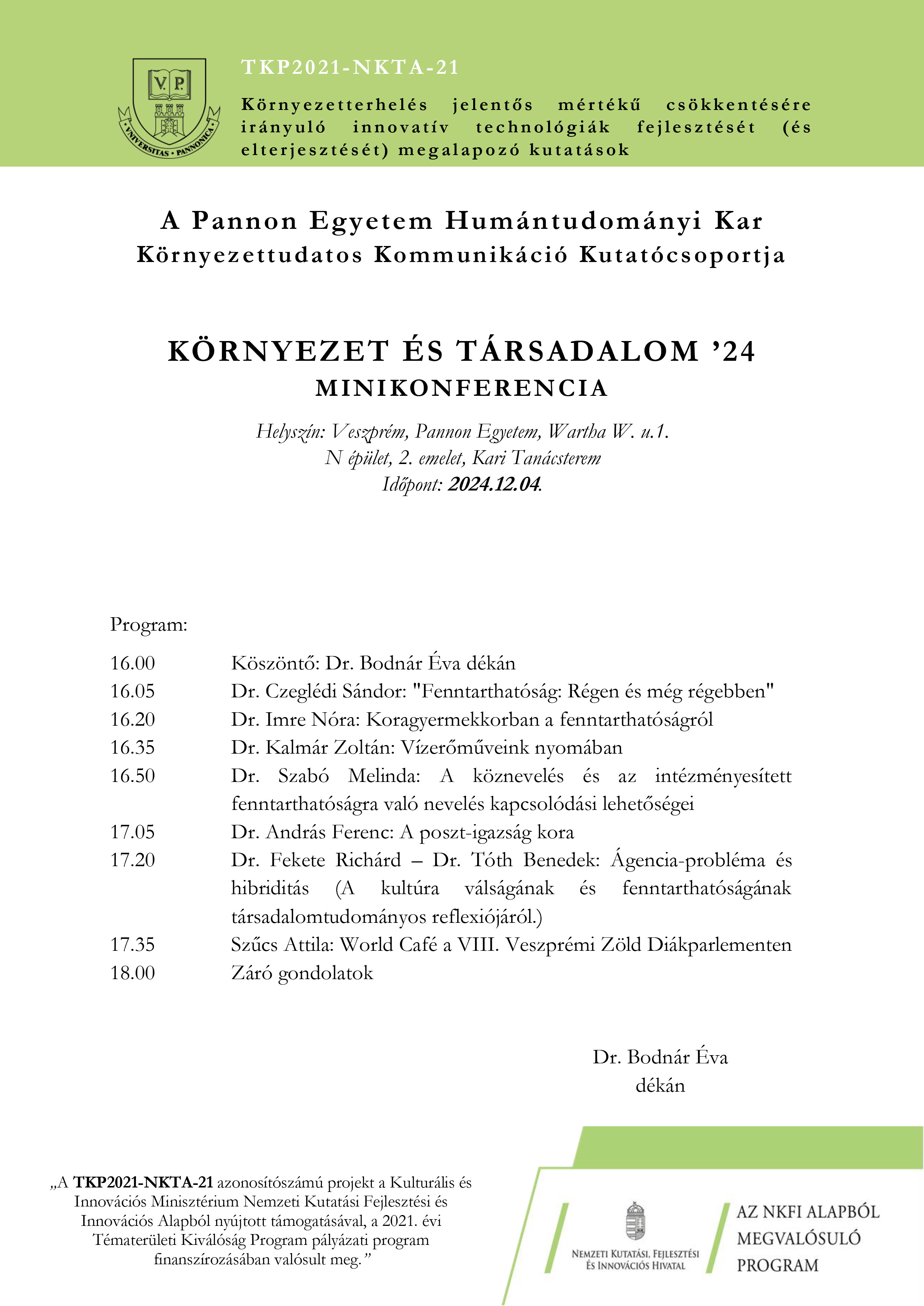 Meghívó Környezet és Társadalom könferenciára TKP2021 NKTA 21 2024.12.04